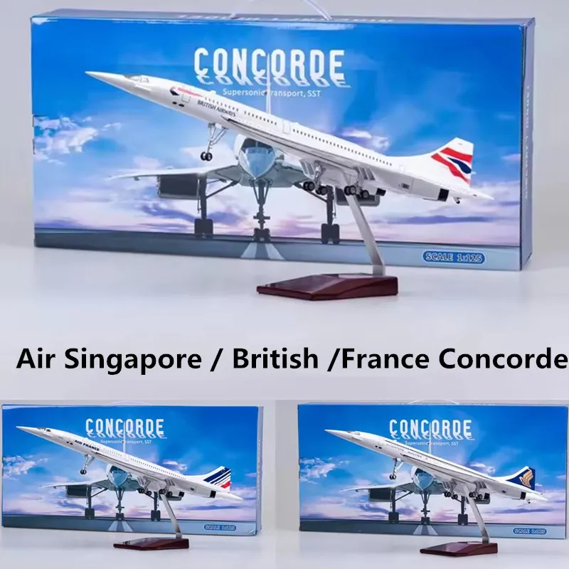 Фото 2025 Новая масштабная модель воздуха в масштабе 1:125 Air Singapore/Air British/Air Airlines France Concorde Airways с колесами и фонарями №3