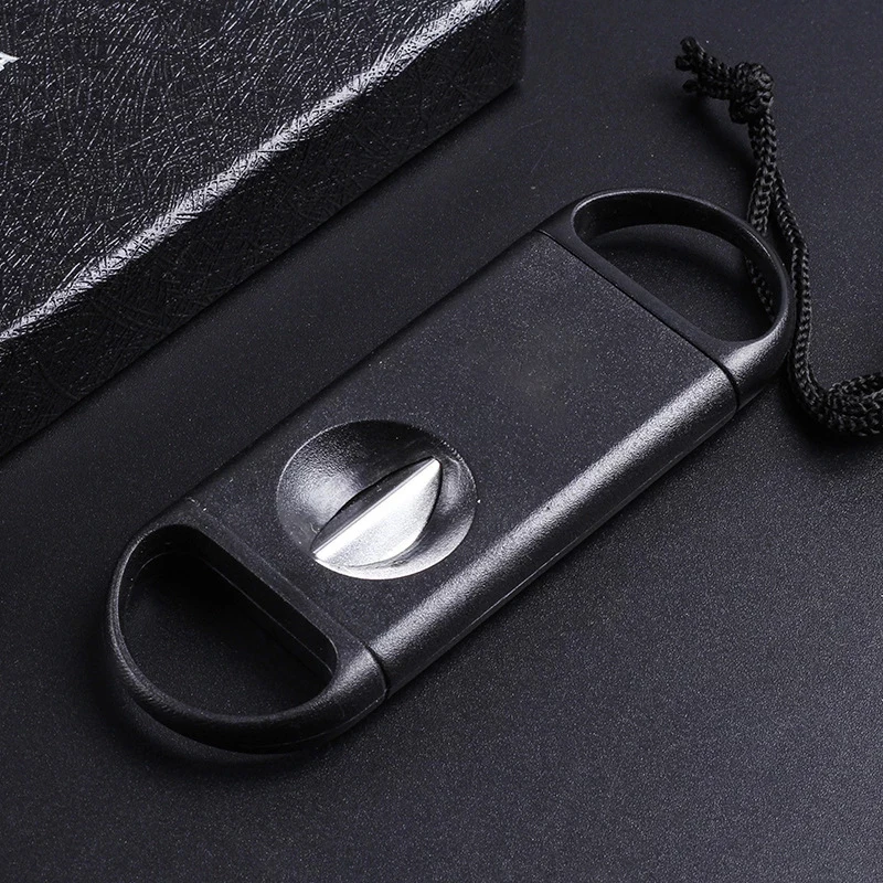 

Plastic Handle Stainless Steel V Shaped Blade Black Cigar Cutter Scissors V-Cut clipper port cuba Accessories