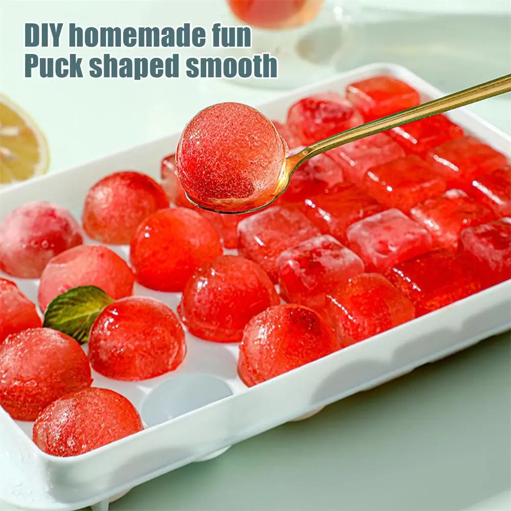 

Ice cube mould with cover round ice cube tray plastic diamond refrigerator spherical DIY mould ice hockey machine kitchen