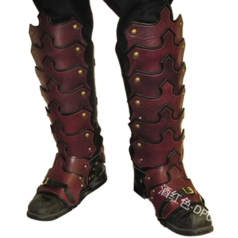 

Retro Medieval Armor Retro Faux Leather Shoes Buckle Leg Guard Gaiters Adjustable Cosplay Soldier Knights Long Boots-Cover 20