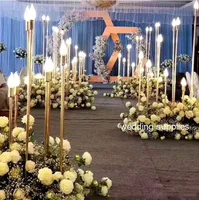 Wedding Metal Gold Color lightting Flower Column Stand for Wedding Table Centerpiece Decoration Floral Arrangement Decor