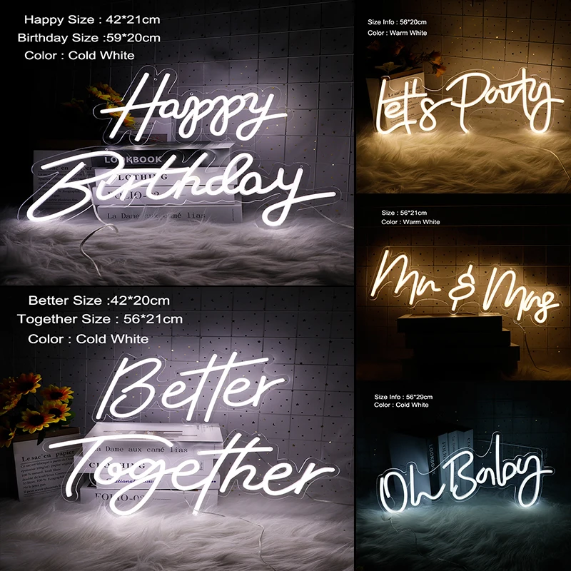 Неоновая вывессветильник на день рождения