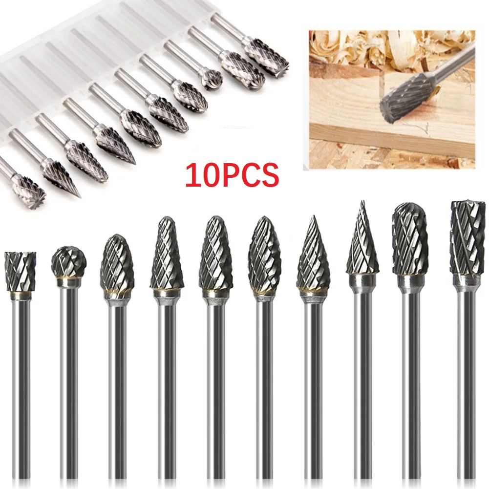 

10pcs Tungsten Steel Grinding Head Tungsten Carbide Burrs Sets Mini Drill Diamond Burs Material Tungstenio Dremel Accessories