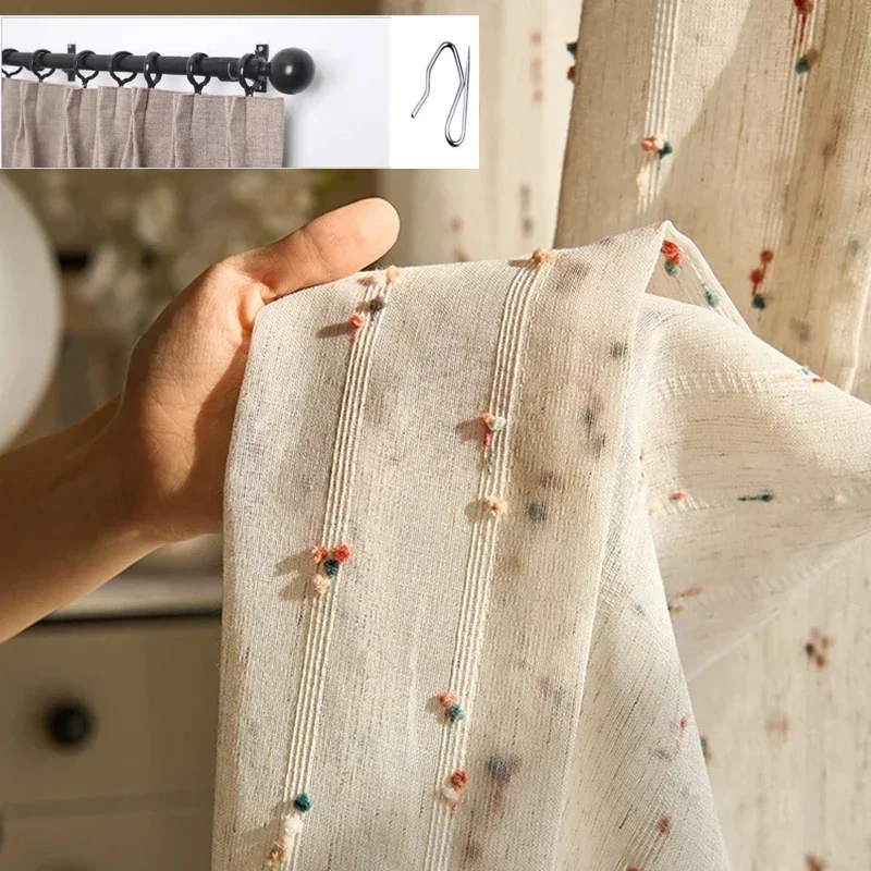 Льняные просвечивающие шторы с вышивкой