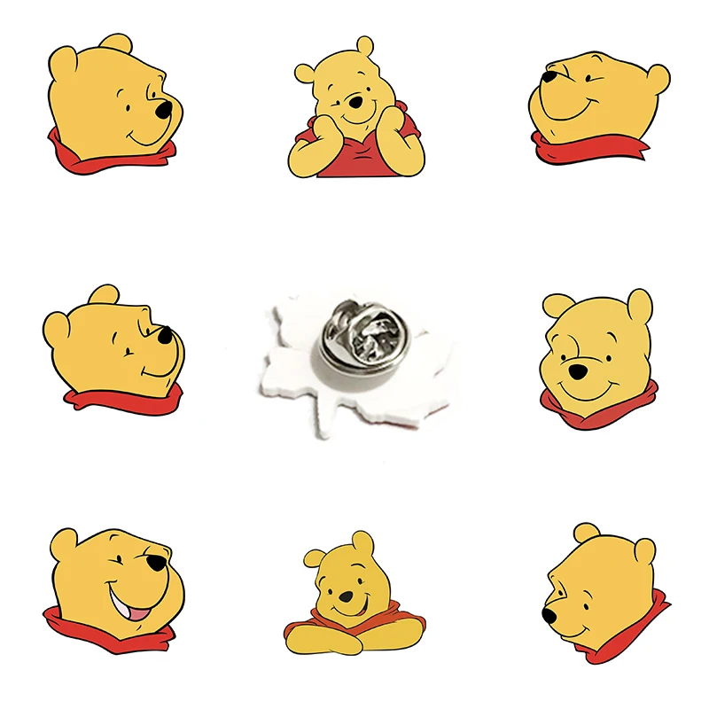 

Disney Creative Lapel Pin Pooh Play Design Heat Shrinkable Resin Acrylic Cartoon Funny Accessories Jewelry Gifts For Friends