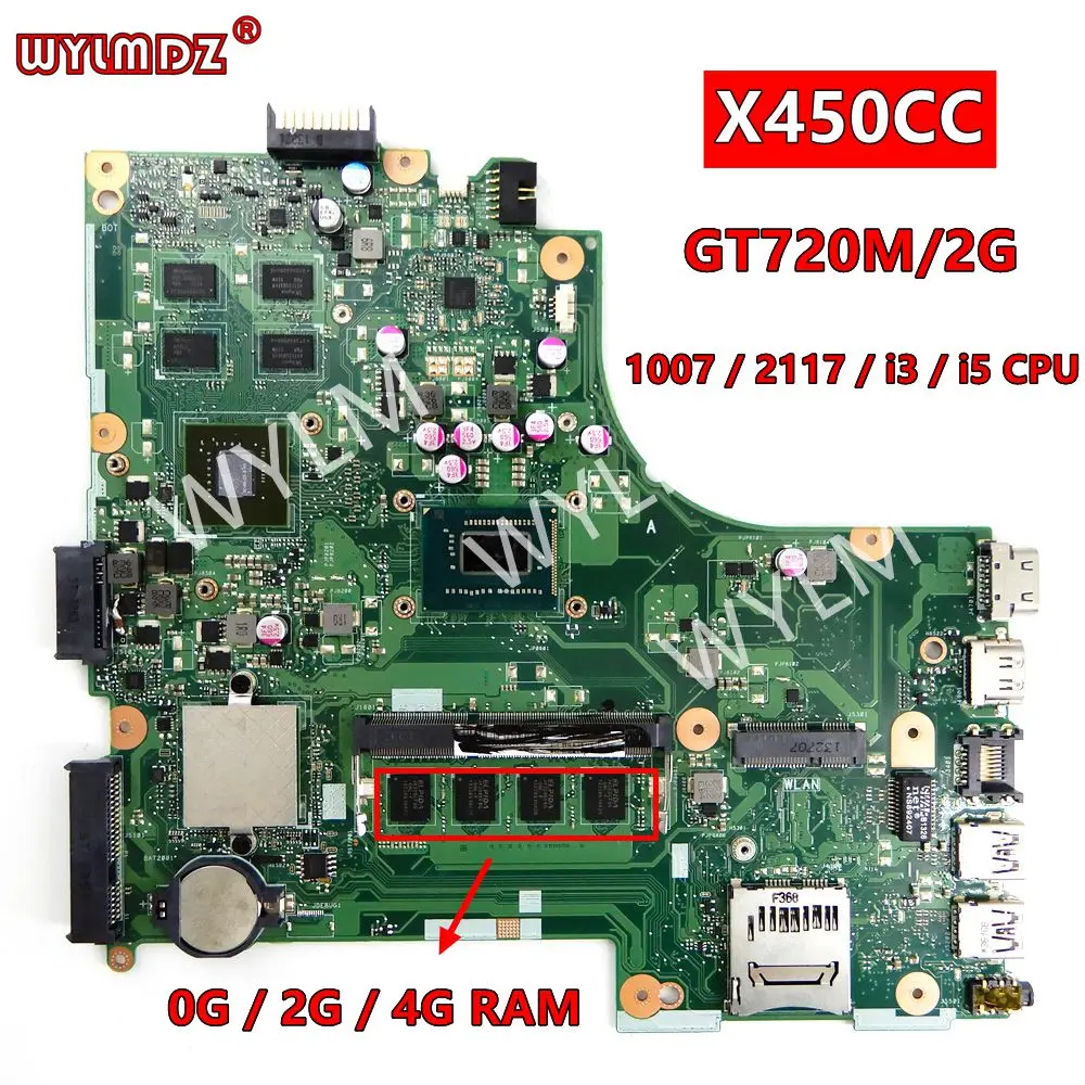 X450CC 0G/2G/4G ОЗУ 1007/2117/i3/i5CPU GT720M/2G материнская плата REV2.1 для Asus X450CC X450C Y481C X450CL протестированная Материнская плата ноутбука