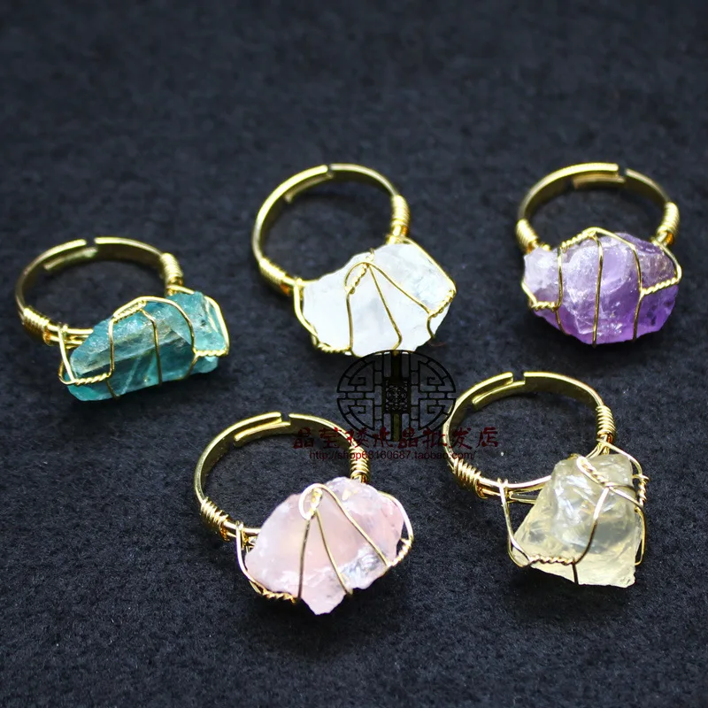 

European and American Jewelry Women's Crystal Jewelry, Medieval Vintage Rough Green Fluorite Ring