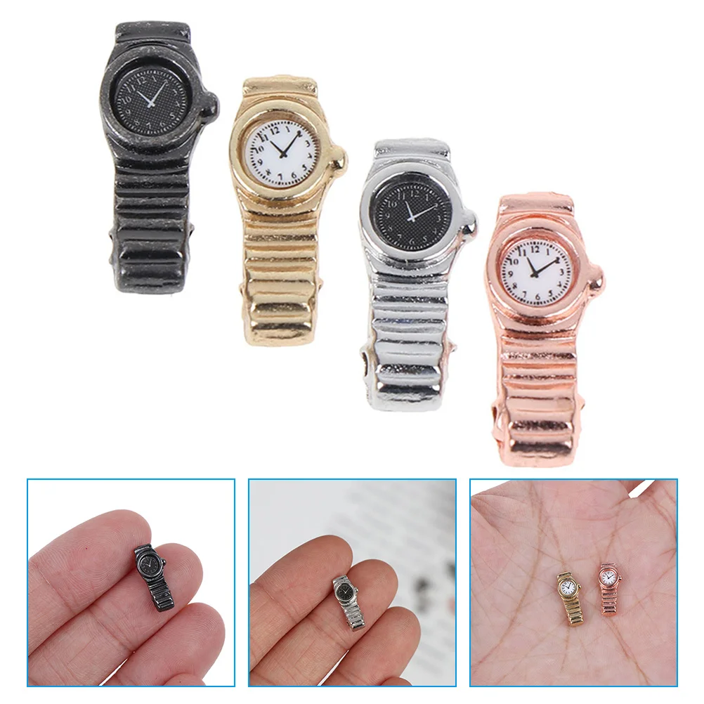 

4Pcs Toy House Watches Miniature Watch Props Decorative Watch Props Toy House Decors