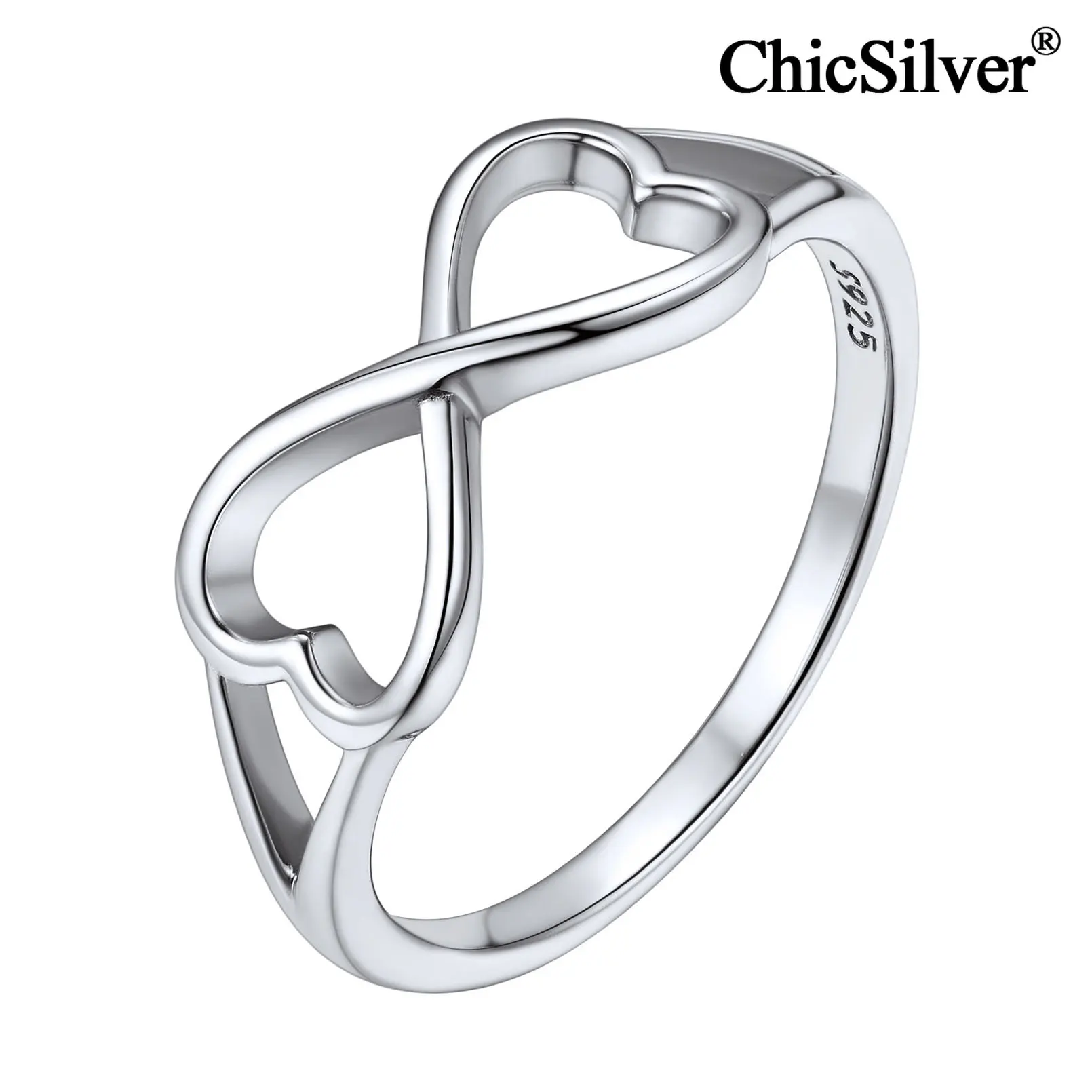 

Серебряное кольцо ChicSilver, искусственное серебряное кольцо, простой узел бесконечности, вечность, любовь, сердце, обручальное кольцо обещания, размеры 4-12