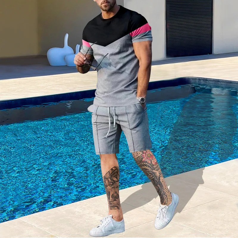 Men Tracksuit New 3D Printed T Shirt Shorts Sportswear Mens Clothing Suit Man Oversized Jogger Casual Set Summer Streetwear Suit