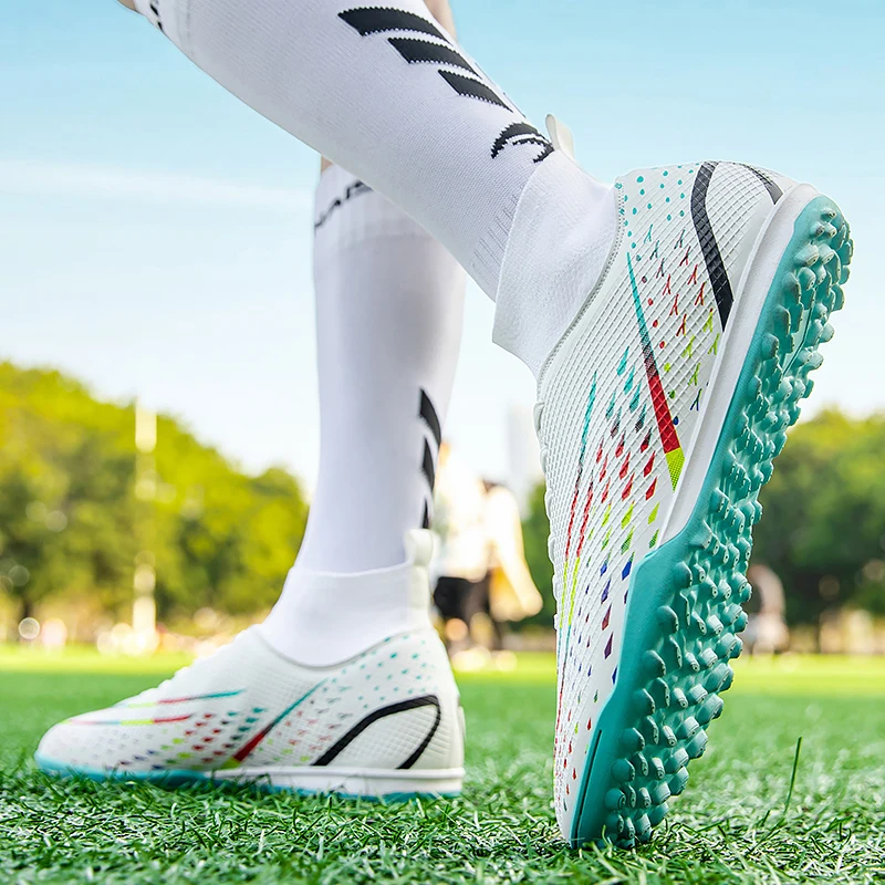 High Top Men's New Soccer Shoes TF/FG Anti Slip And Wear-Resistant Children's Football Boots High-Quality Outdoor Sports Shoes