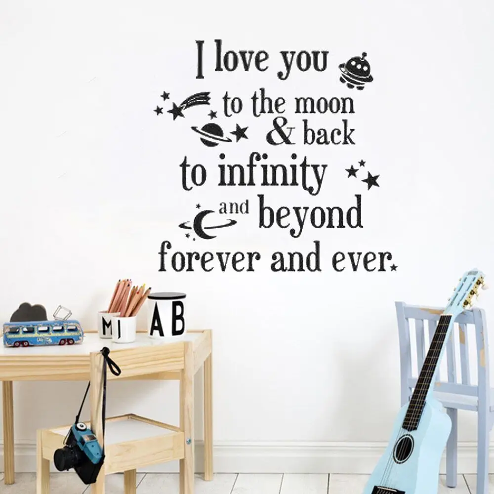

Wall Stickers I Love You To The Moon Quotes Decals for Kids Rooms Livingroom Decoration Murals Removable Vinyl Poster HJ1098
