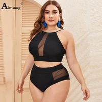 large size women bikini sets high cut ladies monokini swimsuit sexy push up two piece swimwear 2022 new sexy guaze bathing suits