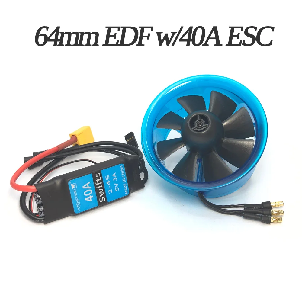 

Hobbyocean 64mm Ducted Fan System EDF Power 5250KV 4300KV 40A ESC for Airplane Jets