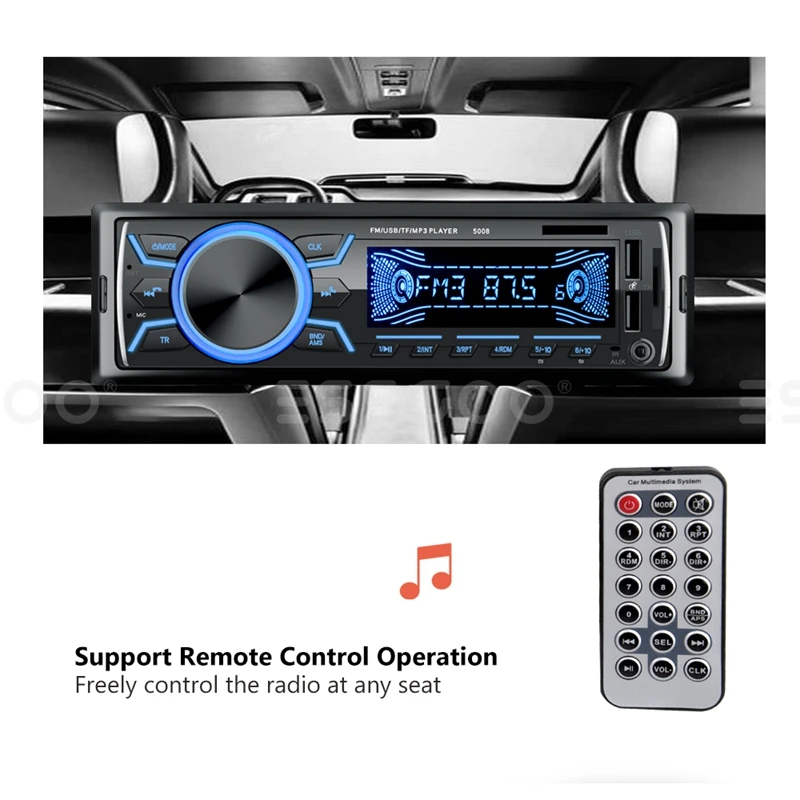 

1 Din Car Radio Bluetooth Stereo Mp3 Player 2 USB/Sd/Fm Head Unit Non Cd 7 Color