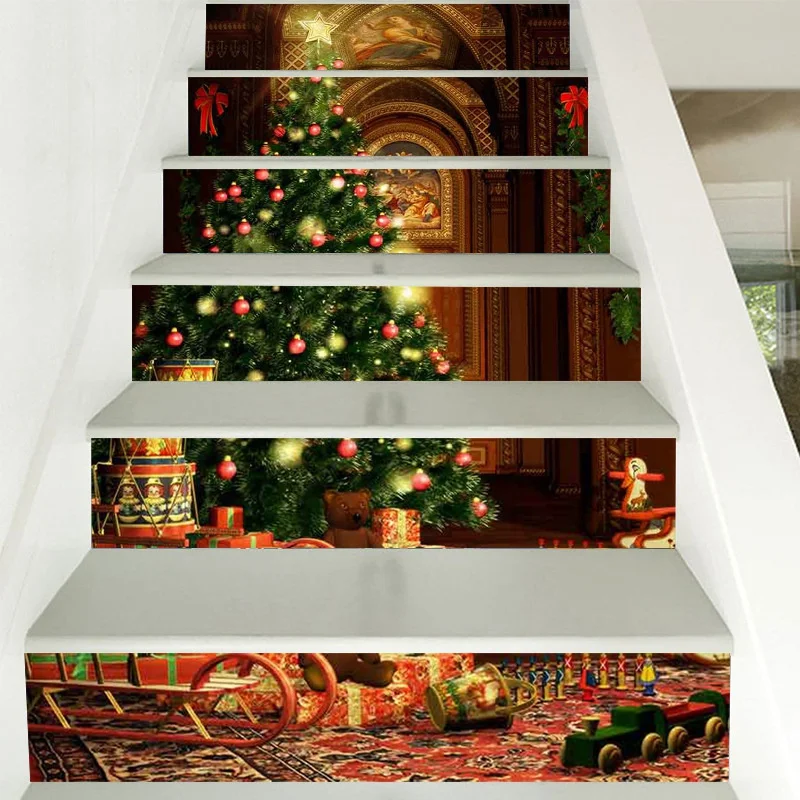 

New Product Christmas Creative Staircase Stickers 3D Tree Corridor Stairs Renovation Decoration Wall Stickers