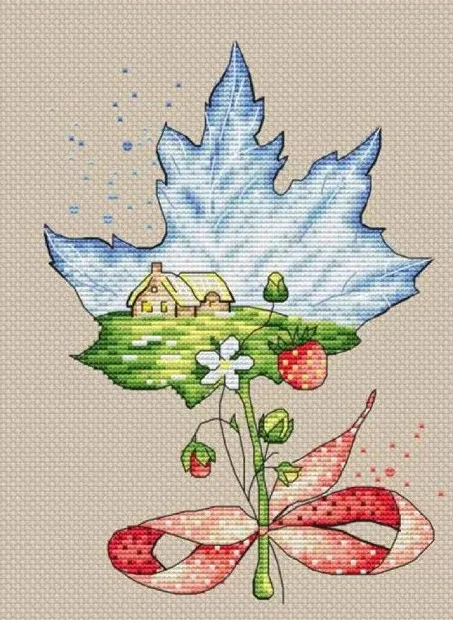 Самостоятельная вышивка крестиком из хлопка с изображением снеговика кленового