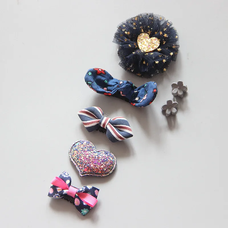 5pcs/Set Toddler Mini Cartoon Hair Clips Cloth Animal Bows Hair Bowknot for Baby Girls Flower Toddlers Kids Princess Hair Pins
