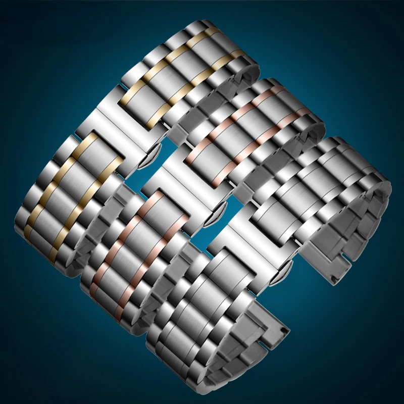 Stainless Steel Strap 13mm 14mm 16mm 18mm 20mm 22mm 24mm Metal Watch Band Link Bracelet Watchband Black Silver Rose Gold
