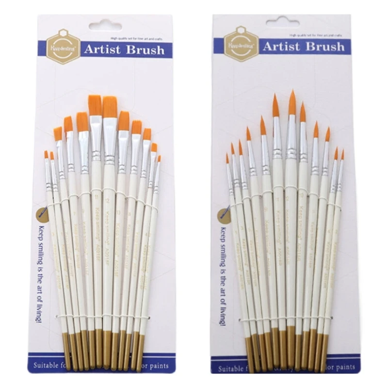 

12Pcs нейлоновая щетка для волос для акрила, акварели, гуаши, росписи для ногтей