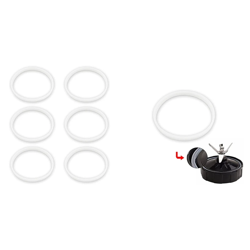 

6 Pack Rubber Gaskets Replacement Seal White O-Ring For Ninja Juicer Blender Cups Replacement Parts Seals BL770