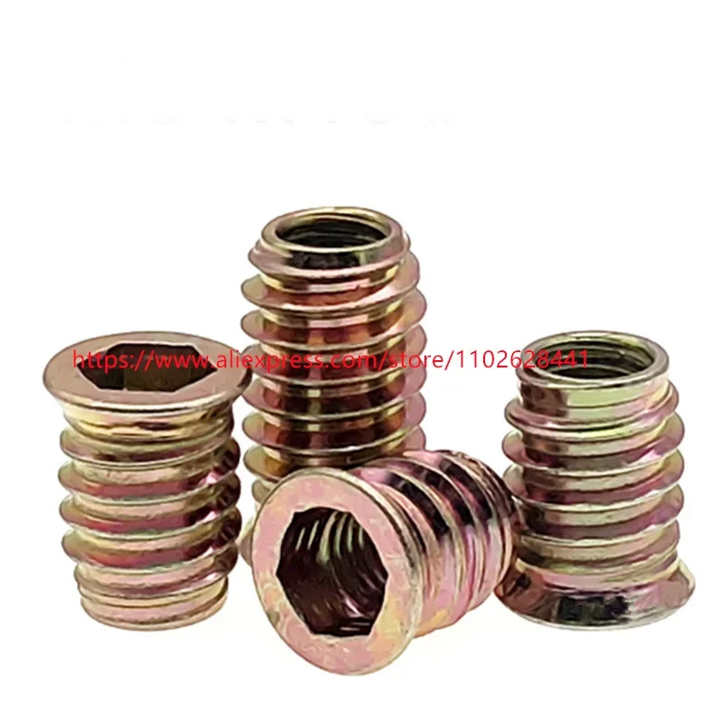 Din7965 M6 M8 M10 Резьба из цинкового сплава для деревянной вставки Гайка Фланцевая