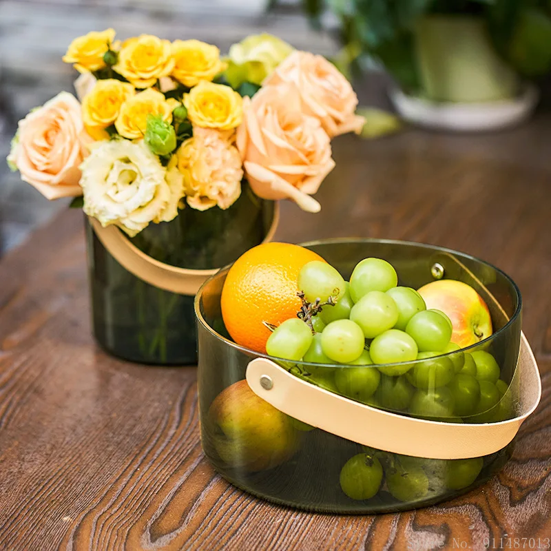 

Creative PET portable fruit basket multi-purpose storage basket household transparent flower basket hand-held ice bucket