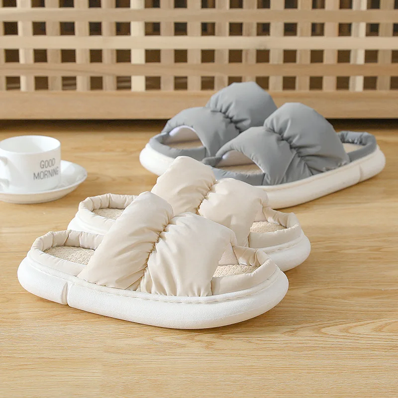 

Тапочки льняные для мужчин и женщин, удобные домашние тапочки, хлопок, для спальни, противоскользящие, зеленые, на весну/осень