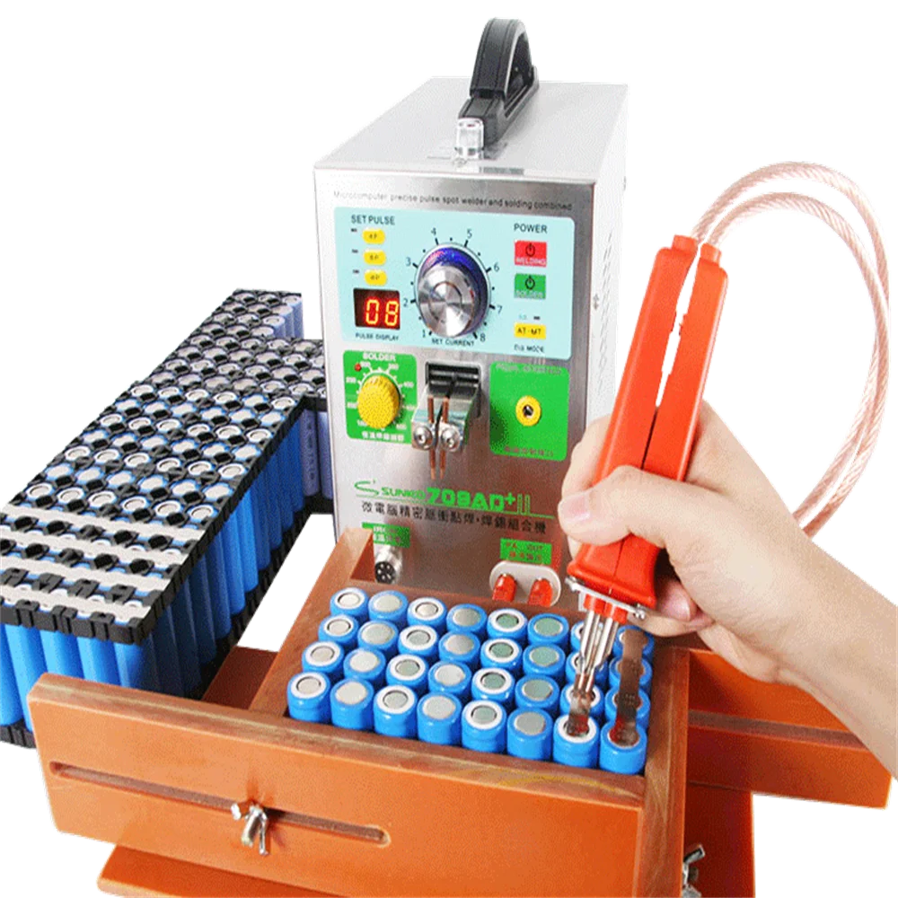 Точечный сварочный аппарат 4 в 1 220 В SUNKKO 709AD + импульсный аккумулятор для