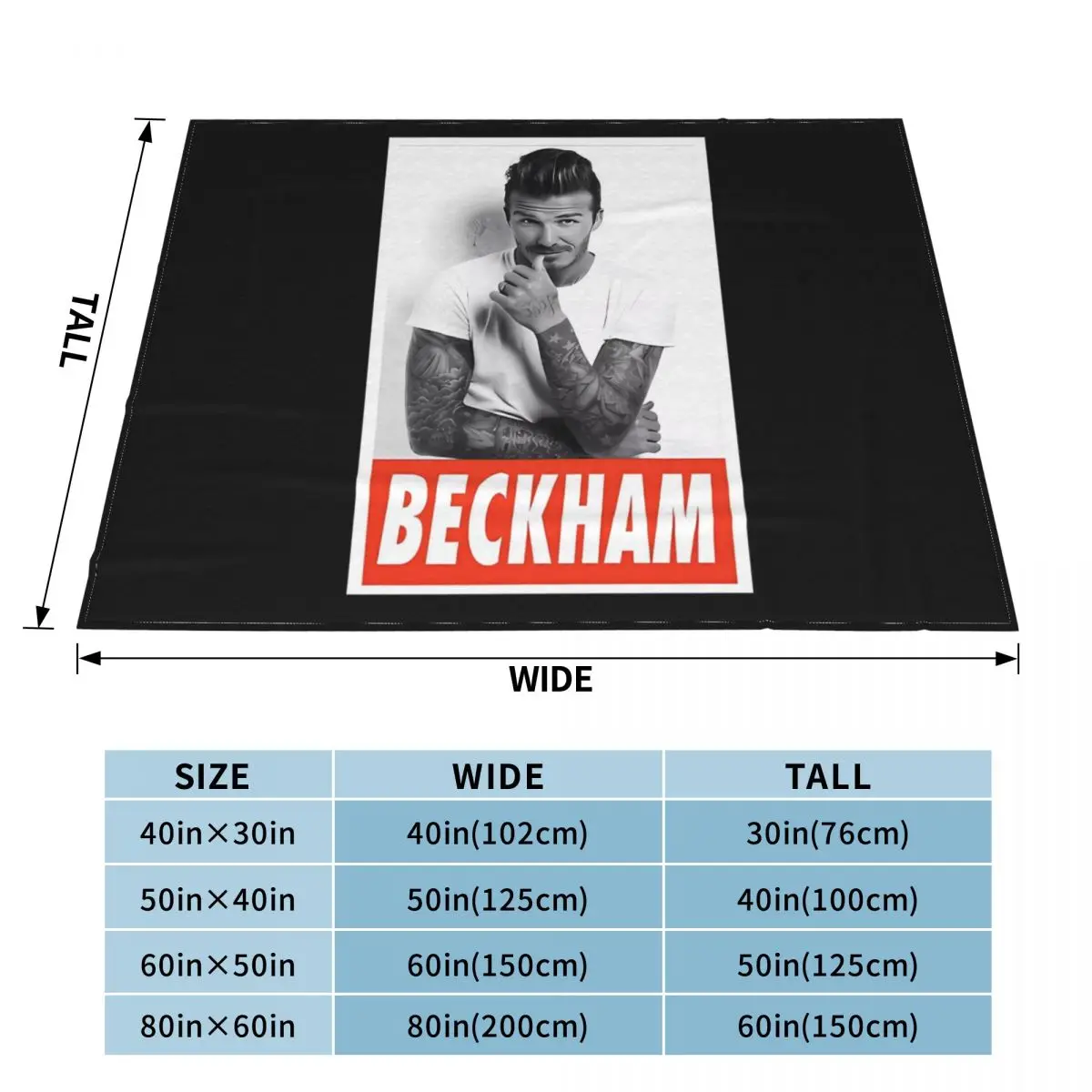 Футбольное одеяло Дэвид Бекхэм 100% полиэстер