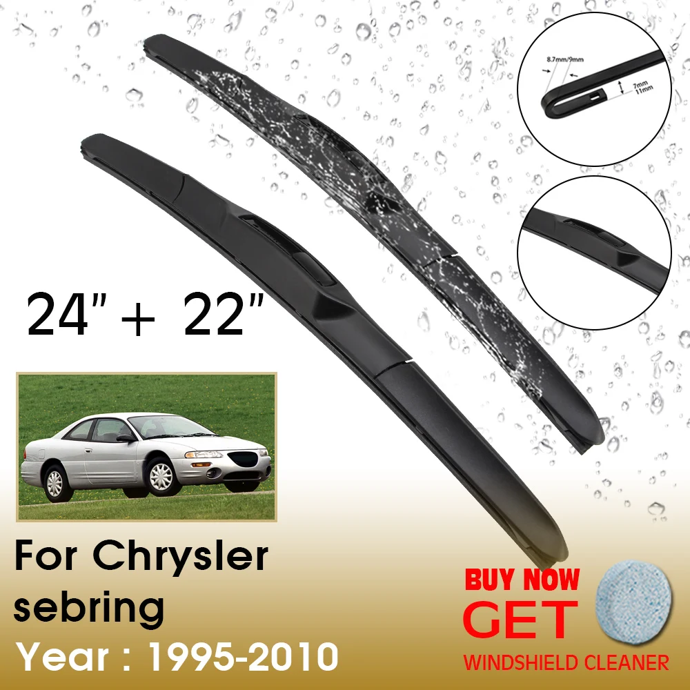 

Car Wiper Blade For Chrysler sebring 24"+22" 1995-2010 Front Window Washer Windscreen Windshield Wipers Blades Accessories