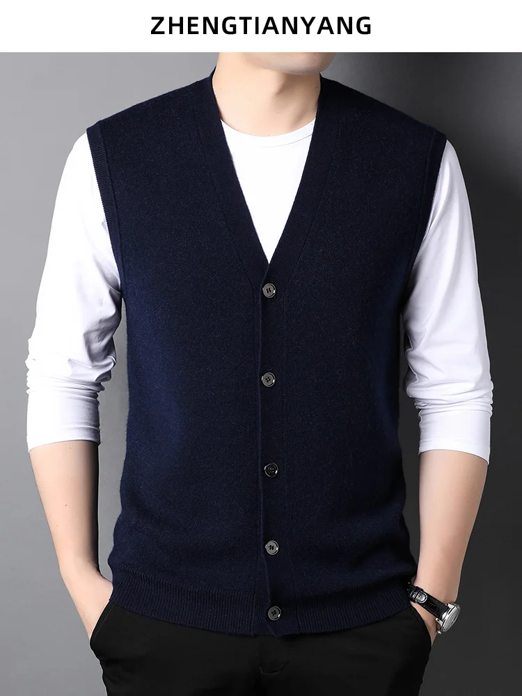 Свитер из чистой шерсти жилет мужской осенне-зимний шерстяной свитер с v-образным