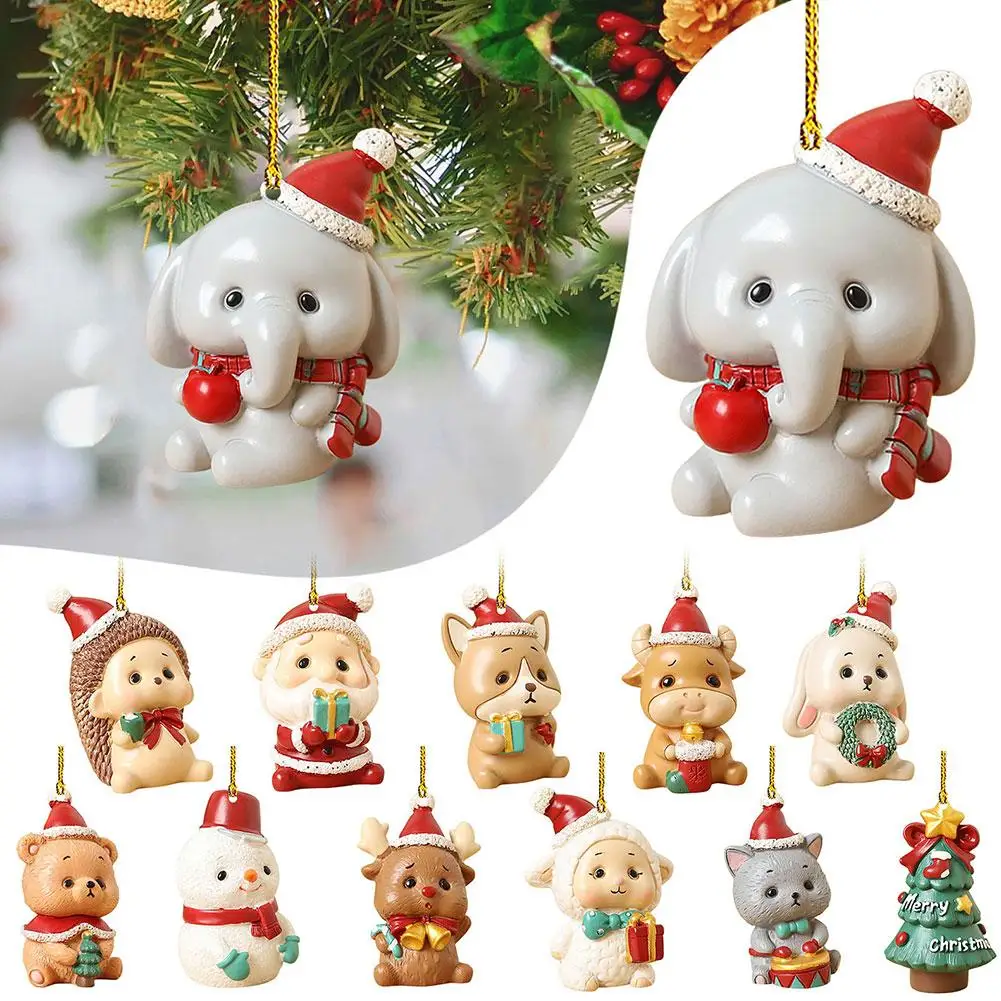 

1pcs 2D Christmas Hanging Decorations Cartoon Cow Christmas Hanging Pendants Products Flat Home Tree Xmas Ornament Acrylic P1H9