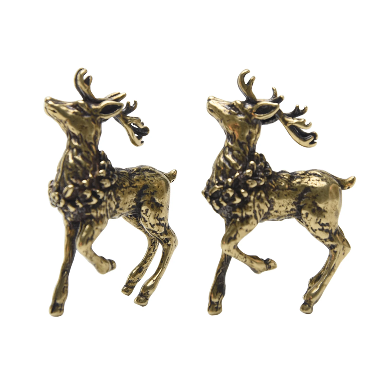 

1pair Tabletop Desktop Ornament Solid Mini Brass Deer Figurine Art Anti Rust Antique Craft Home Decor Statue Freestanding Office