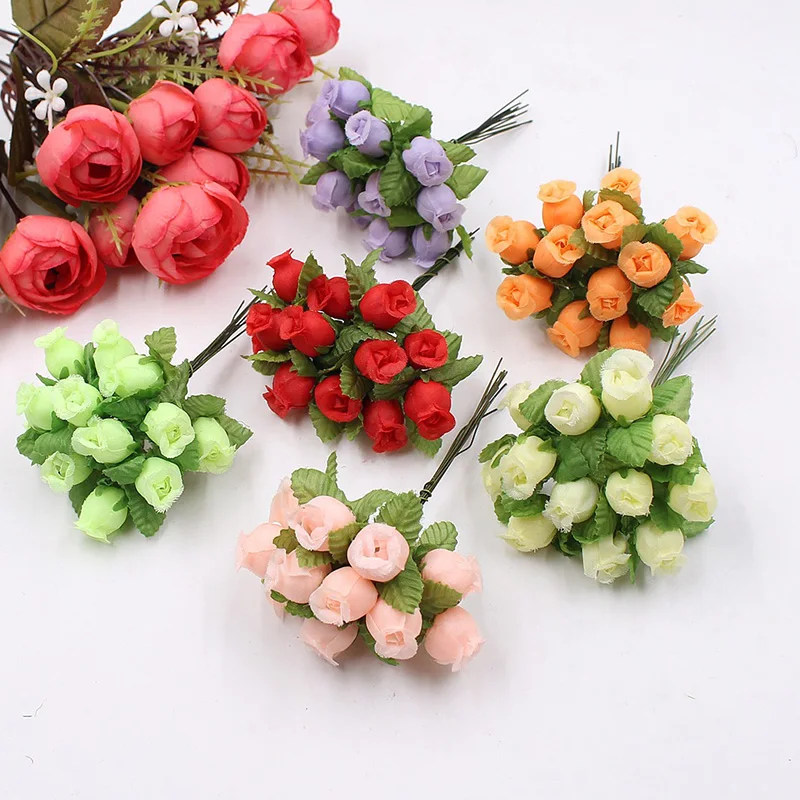 

Пластиковый мини-букет роз, 12 цветов, искусственные шелковые цветы, ветки, маленькие бутоны роз для дома, свадьбы, вечеринки, подарки «сделай сам»