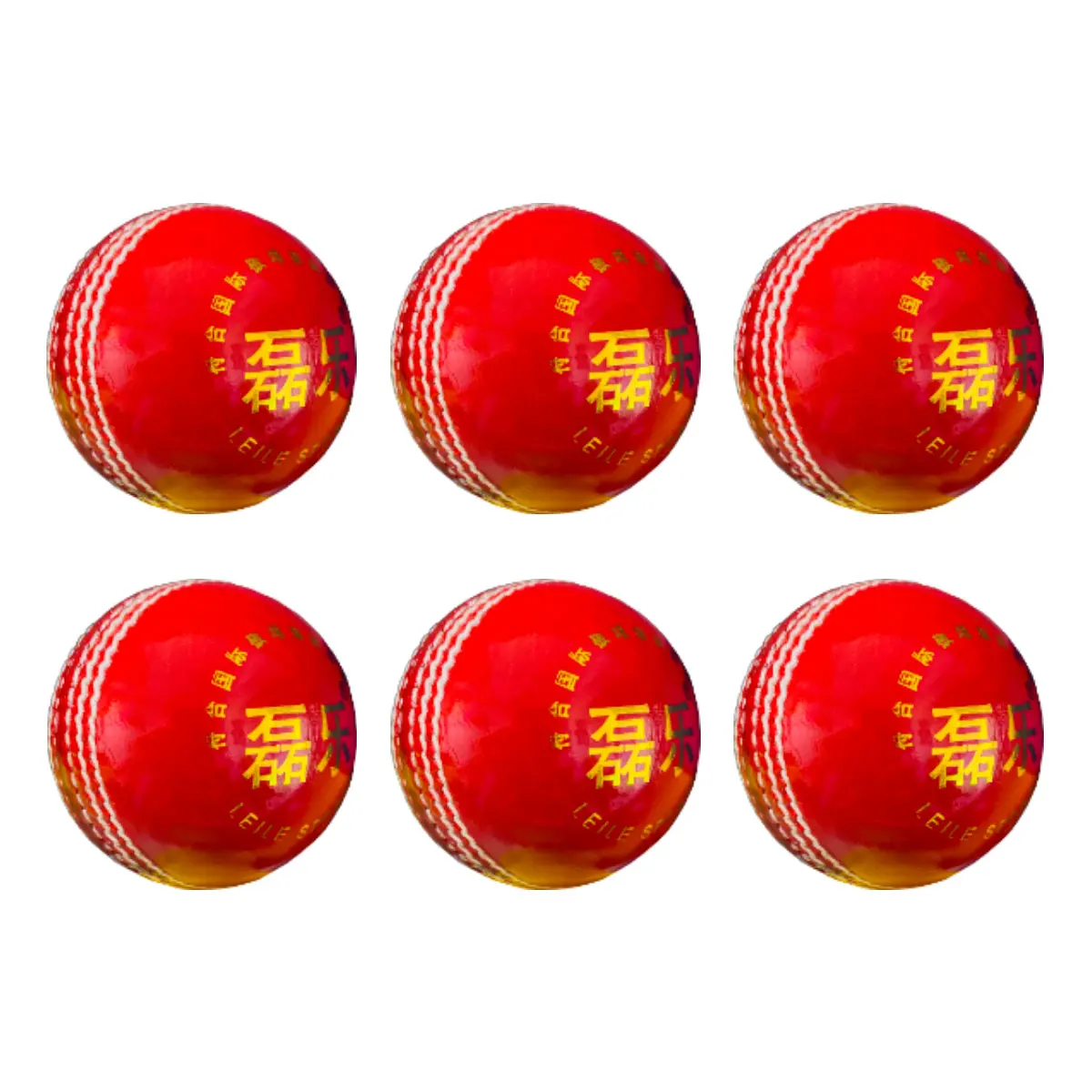 6Piece Red Cricket Ball Pack of 6 Genuine Leather Cricket Balls for International Standard Cricket and Practice Hard Ball
