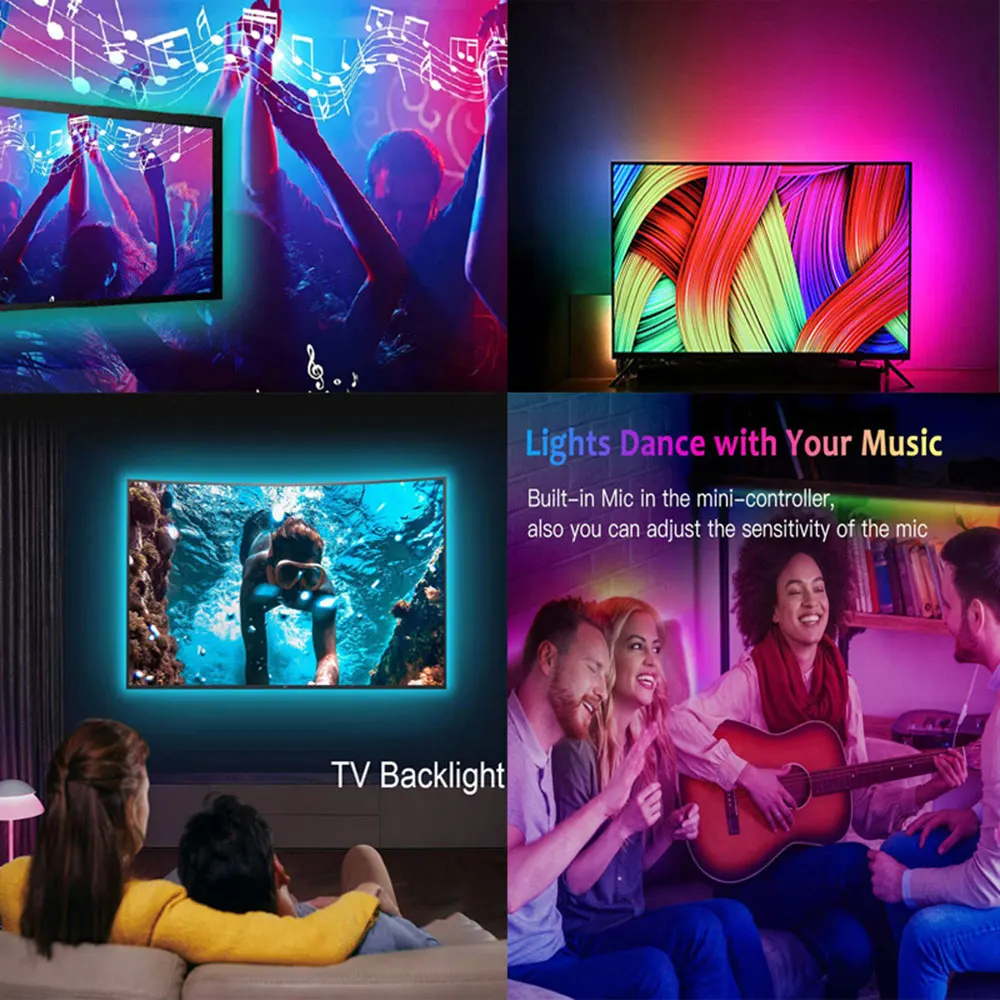 Светодиодная лента RGB s 5 м 10 М 5050, настенные смарт-лампы с Bluetooth для ТВ, Рождественское украшение, для спальни, шкафа, эстетическое украшение комнаты, светильник ильник (art.: 3920beb7154ff) - 3920beb7154ff