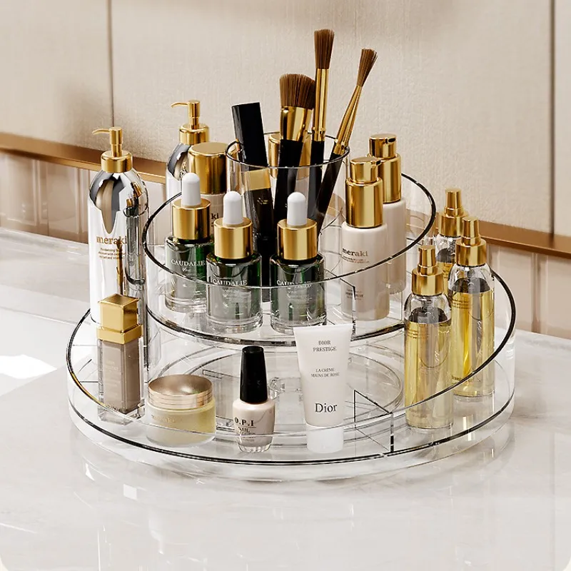 

Plastic Useful Acrylic Organizer Makeup Storage Makeup Circular Holder Rotating Cosmetic Organizer Lipstick Transparent Dresser