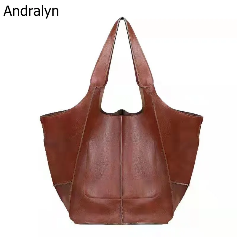 

Soft Leather Large Capacity Handbags for Women Design Pu Leather Shoulder Crossbody Bag Ladies Tote Retro Oversized Bag