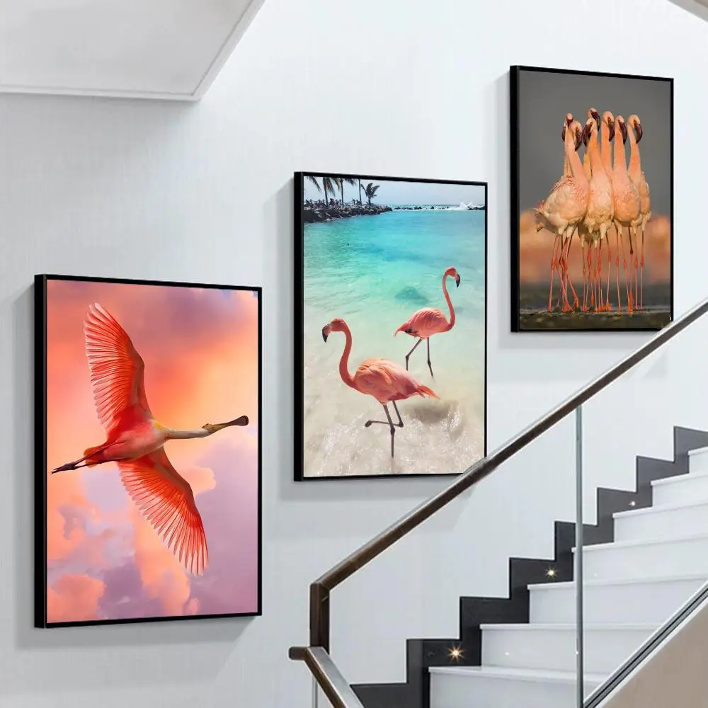 

Flamingo animal Poster Self-adhesive Art Poster Retro Kraft Paper Sticker DIY Room Bar Cafe Vintage Decorative Painting