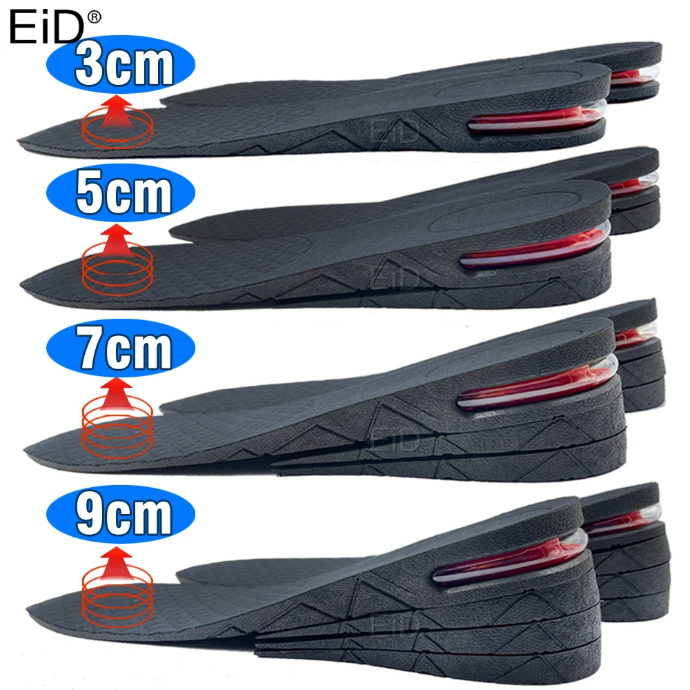 EiD 3-9cm Height Increase Insole Cushion Height Lift Adjustable Cut Shoe Heel Insert Taller shockarch Support Absorbant Foot Pad