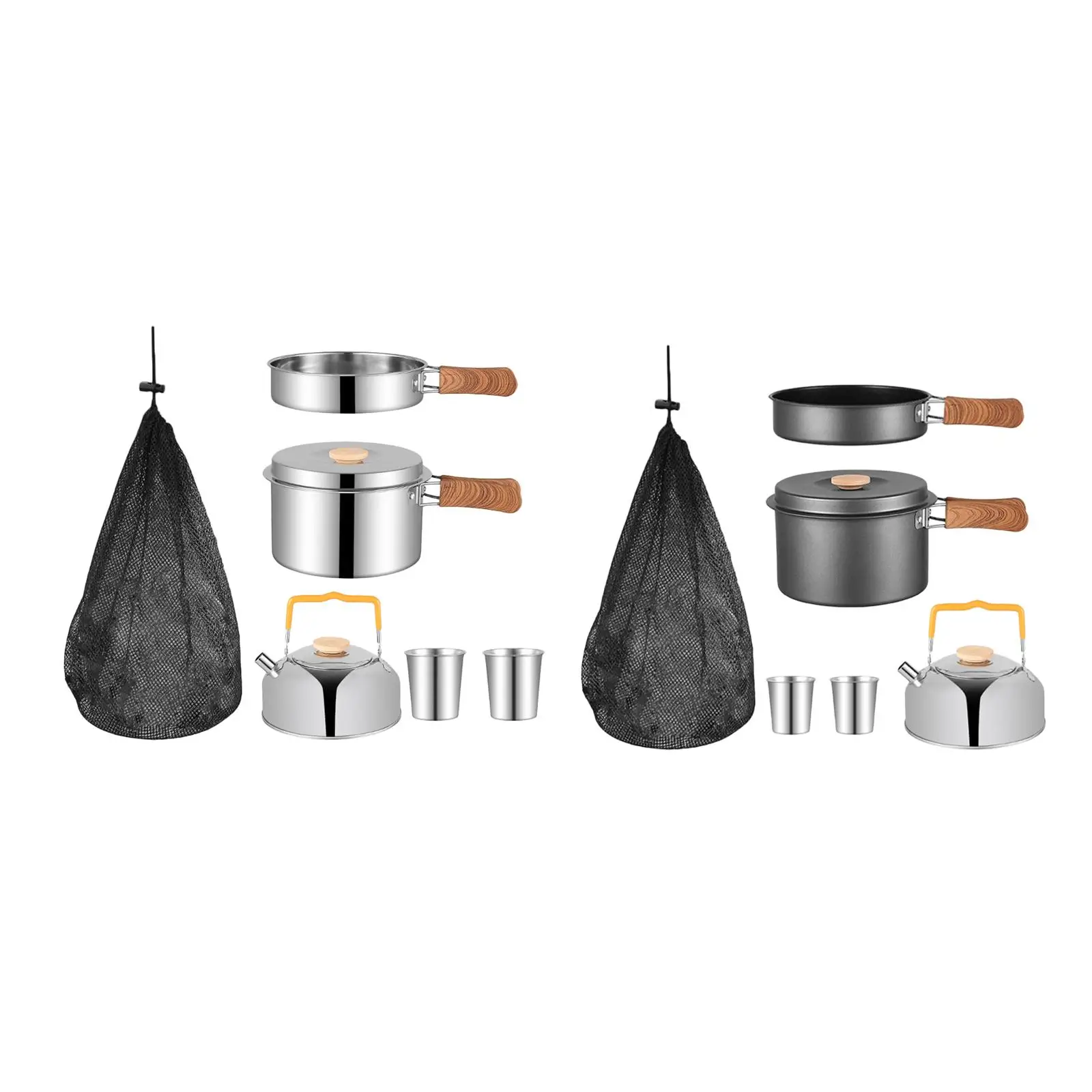 

Набор туристической посуды 5 шт., антипригарный чайник для кемпинга, кастрюля и сковорода