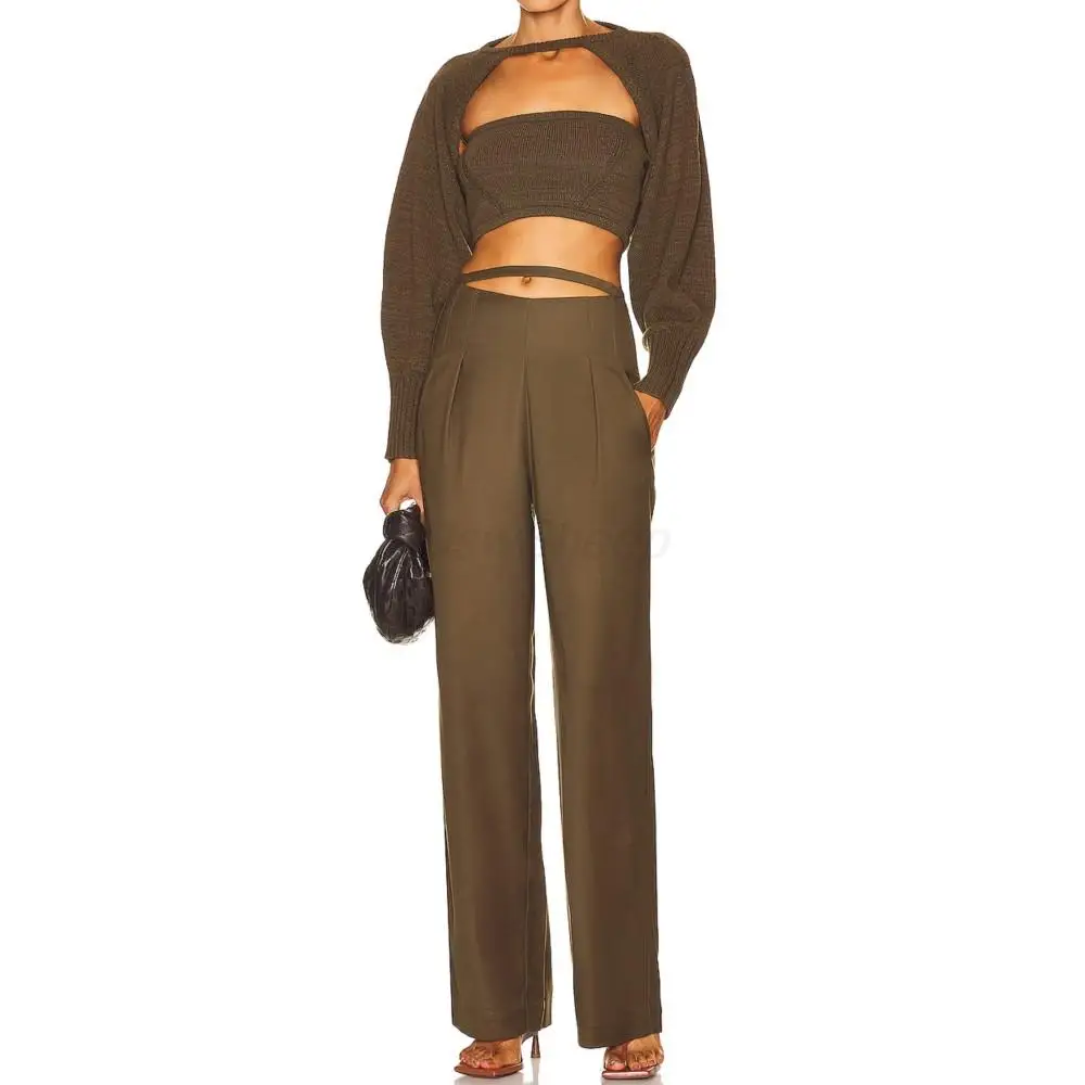 

Women Winter Knit Bat Sleeve Pullover Detachable Two Piece Set Sexy Pure Color Sweater Cotton Polyester Leisure Ladies Top