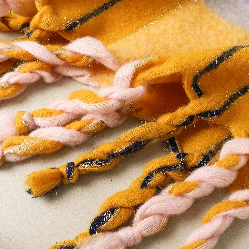 Роскошный клетчатый шарф зимние теплые кашемировые женские шарфы из пашмины с