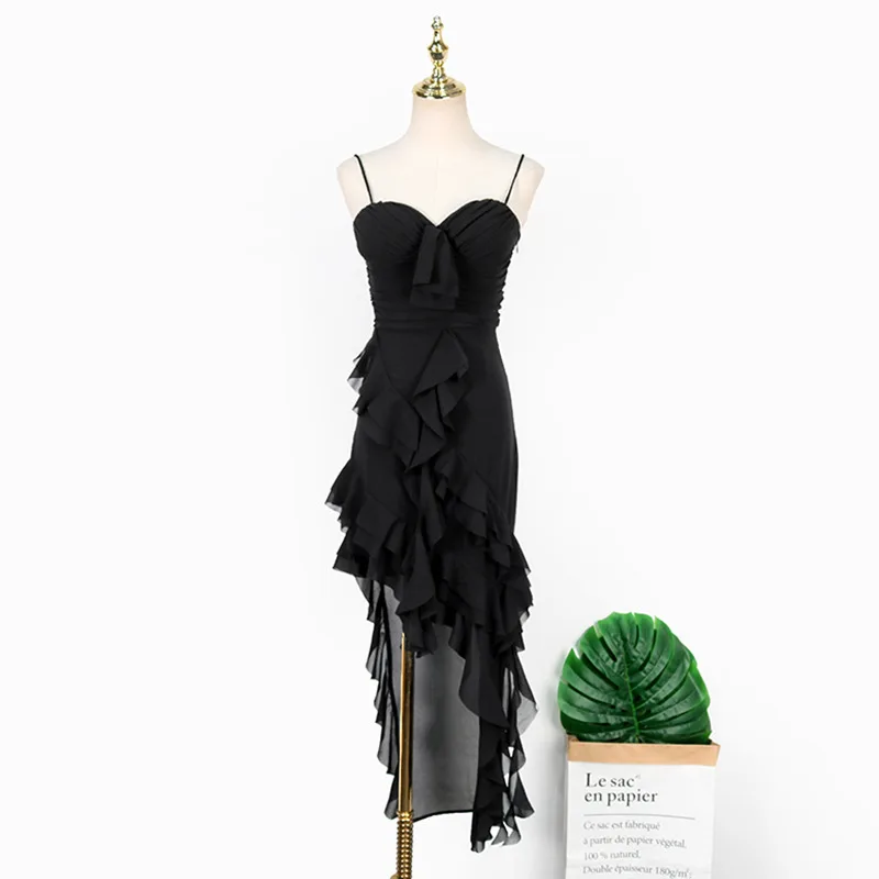 

Летнее платье для женщин 2023, Сексуальное Черное женское платье без рукавов на бретелях, длинные платья, верхняя одежда, женское Клубное плат...