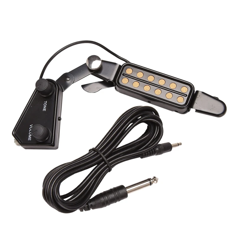 

12-Hole Acoustic Guitar Sound Hole Pickup Magnetic Transducer With Tone Volume Controller Audio Cable Guitar Parts