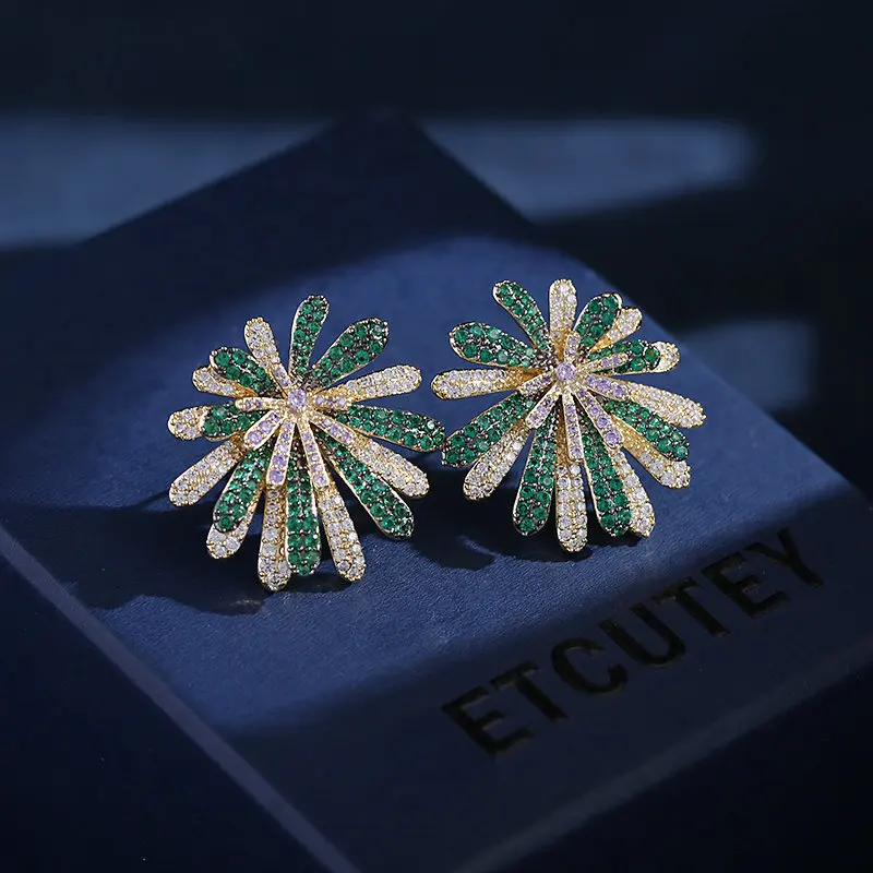

BIlincolor Bright Fireworks Zircon Earrings For Women or Girls Chrismas' Gift