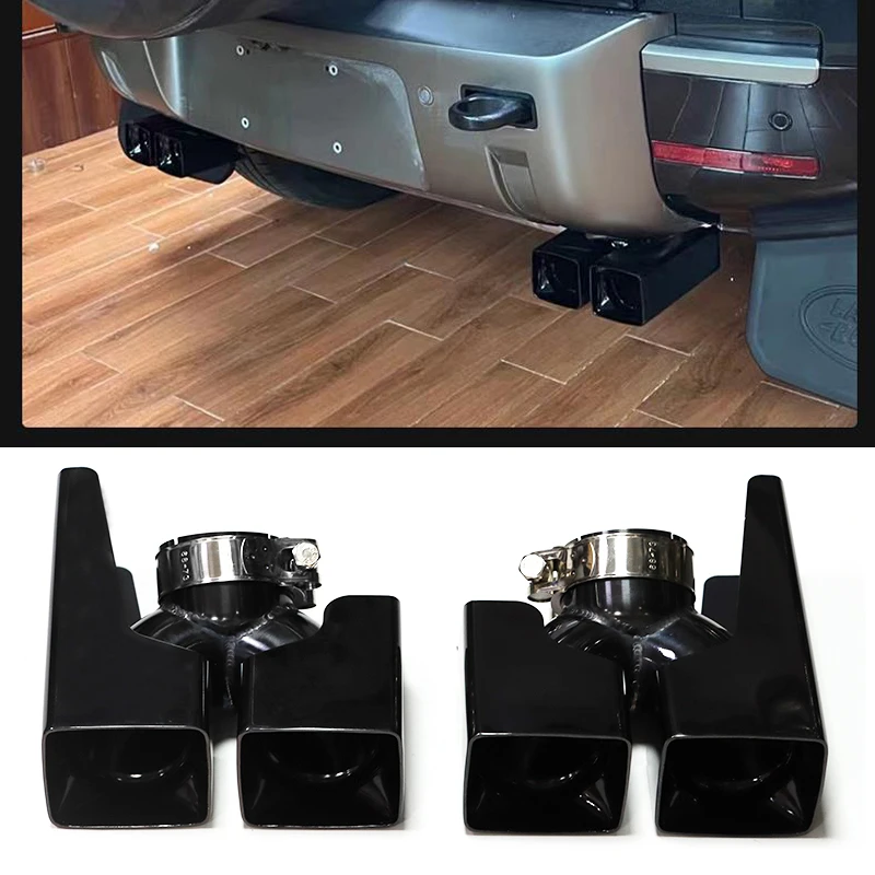 

1 Pair Exhaust Tip For Land Rover Defender 90 110 2020 2021 2022 Square Car Exhaust Pipe Muffler Pipe Decorative Nozzle