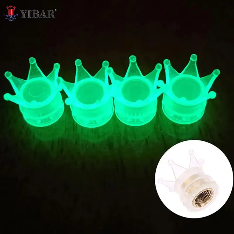 

4pcs/set Universal Crown Shape Luminous Wheel Tire Valve Cap Cover Bling Diamond Tyre Stem Dust Valve Caps Truck Car Motorcycle