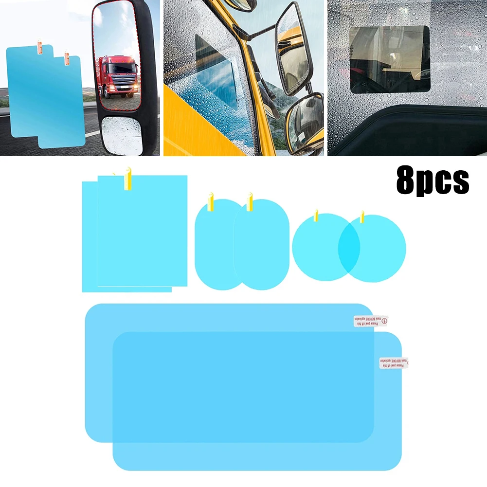 

8PCS For All Car Truck Rearview Mirror Rain-proof Film Waterproof Anti-fog Mirror Stickers Window Glass Decal Auto Clear Films